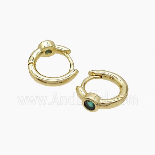 Copper Earring Pave Zircon, Gold Plated