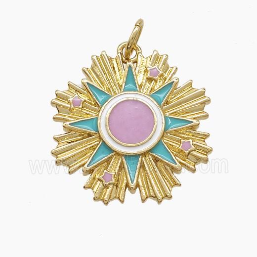 Enamel Copper Pendant, Gold Plated