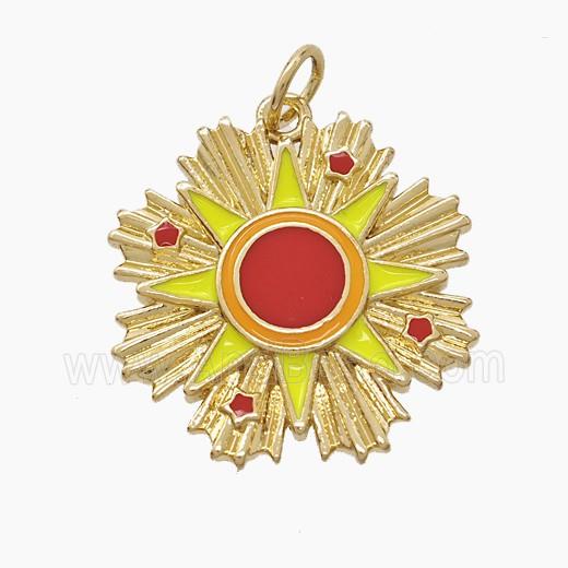 Enamel Copper Pendant, Gold Plated