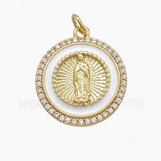 Enamel Copper Pendant Pave Zircon, Gold Plated