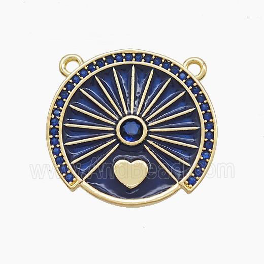 Enamel Copper Pendant Pave Zircon, Gold Plated