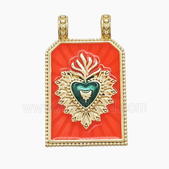 Enamel Copper Pendant Pave Zircon, Gold Plated