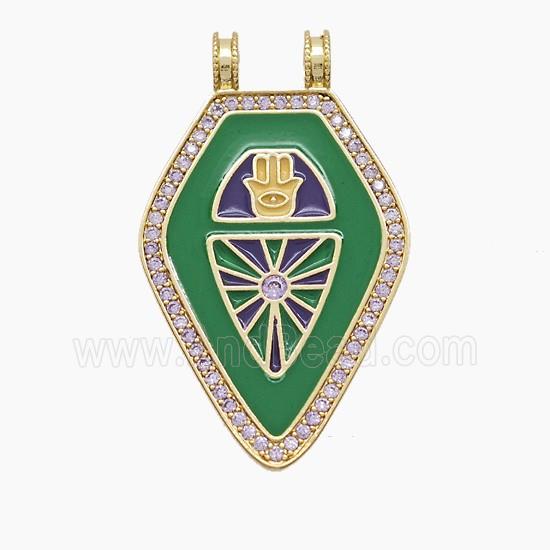 Enamel Copper Pendant Pave Zircon, Gold Plated