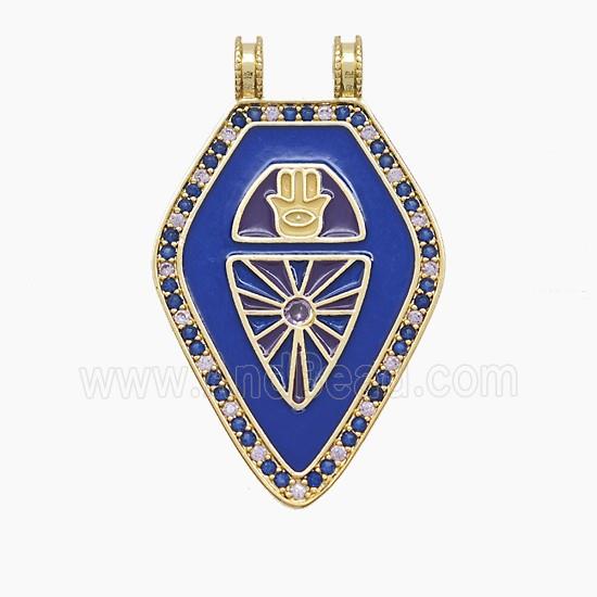 Enamel Copper Pendant Pave Zircon, Gold Plated