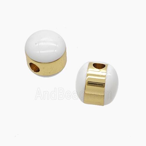 Enamel Copper Bead, Gold Plated
