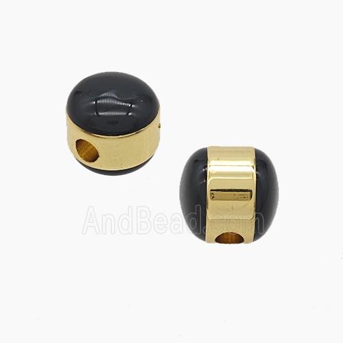 Enamel Copper Bead, Gold Plated