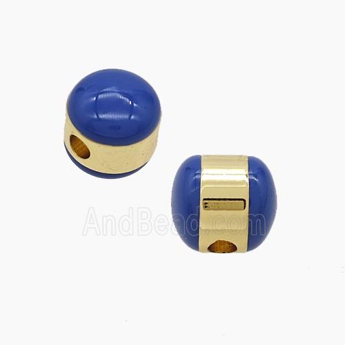 Enamel Copper Bead, Gold Plated