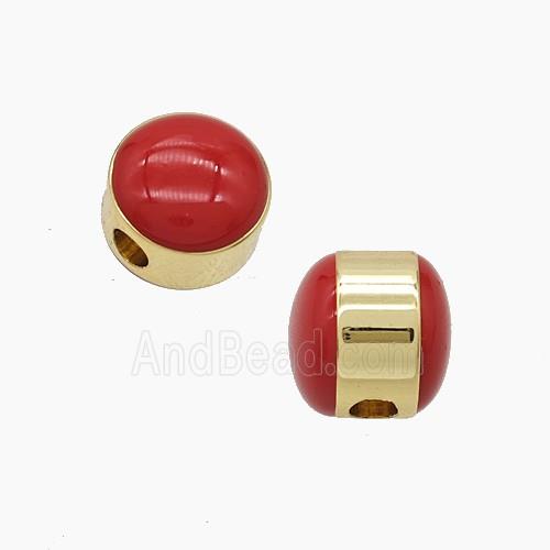 Enamel Copper Bead, Gold Plated