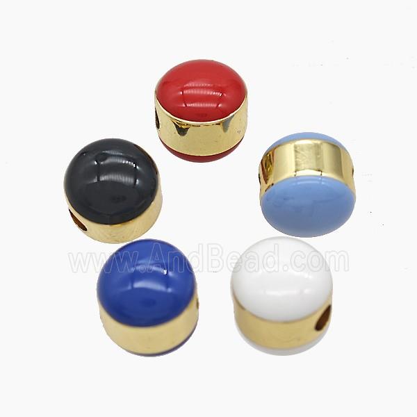 Enamel Copper Bead, Gold Plated