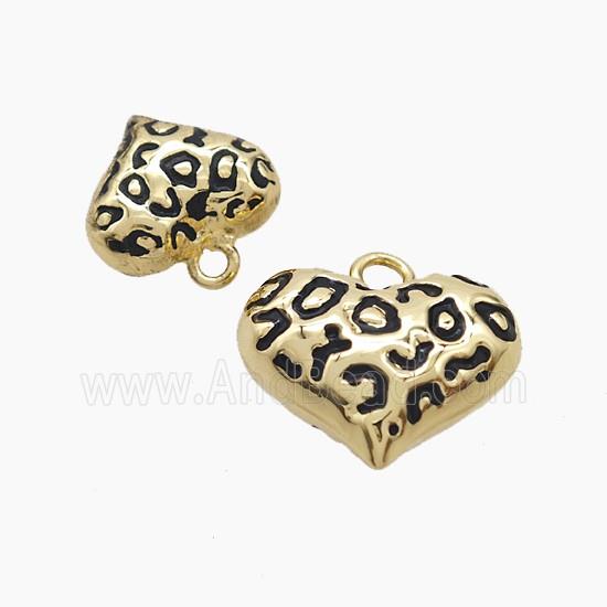 Copper Heart Pendant Black Enamel Gold Plated