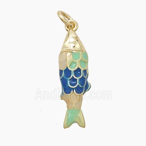 Enamel Copper Pendant, Gold Plated