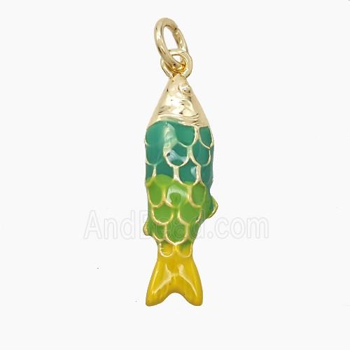 Enamel Copper Pendant, Gold Plated