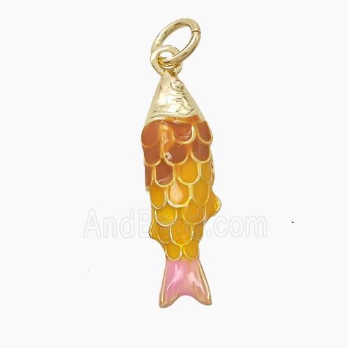 Enamel Copper Pendant, Gold Plated