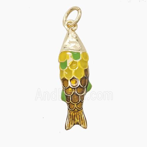 Enamel Copper Pendant, Gold Plated