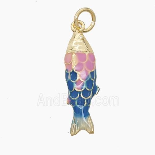 Enamel Copper Pendant, Gold Plated