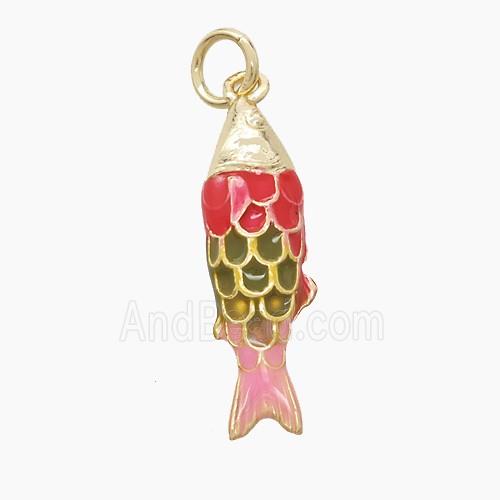 Enamel Copper Pendant, Gold Plated