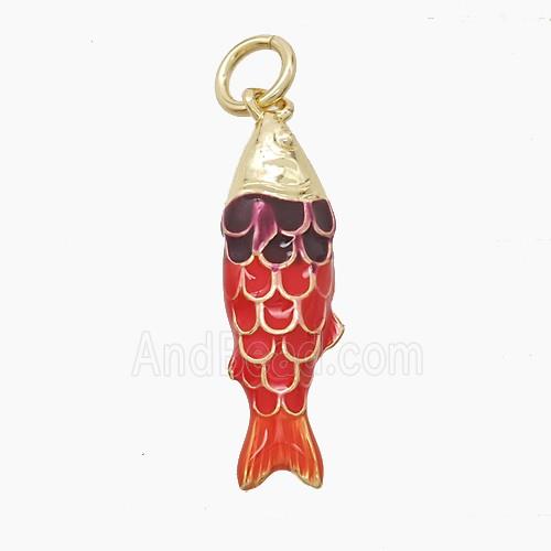 Enamel Copper Pendant, Gold Plated