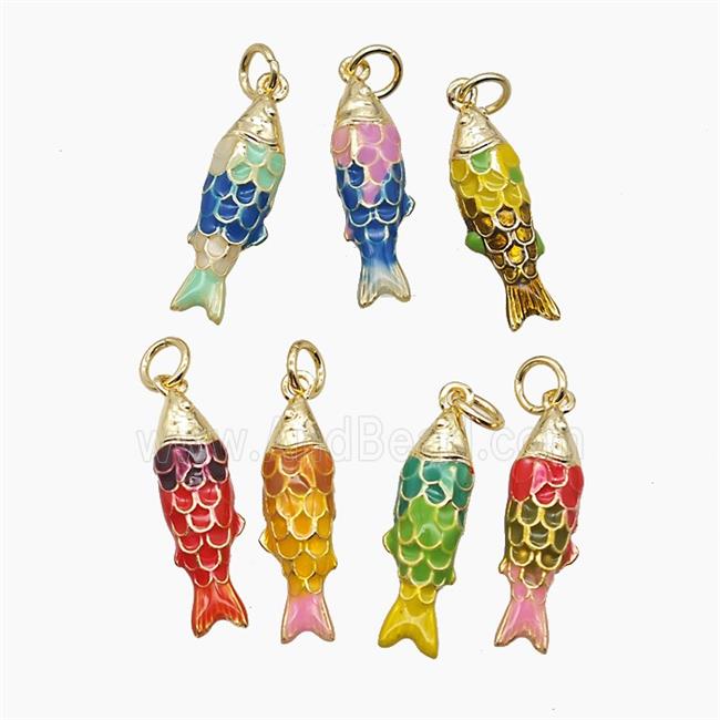 Enamel Copper Pendant, Gold Plated