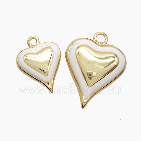 Copper Heart Pendant White Enamel Gold Plated
