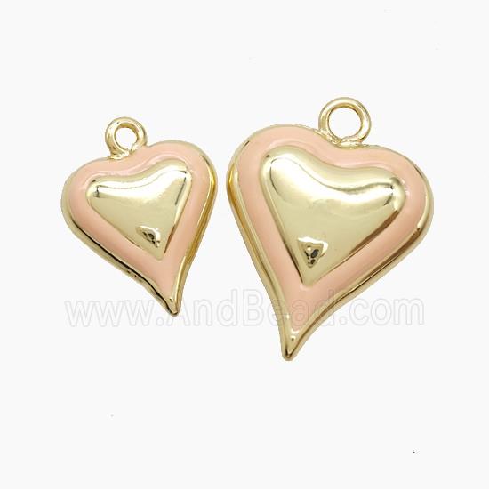 Copper Heart Pendant Pink Enamel Gold Plated