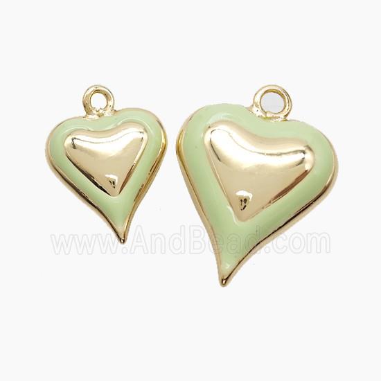 Copper Heart Pendant Lt.green Enamel Gold Plated