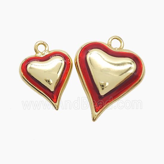 Copper Heart Pendant Red Enamel Gold Plated