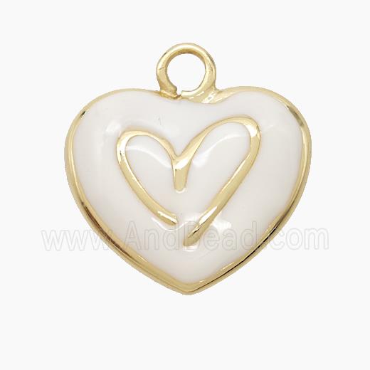 Copper Heart Pendant White Enamel Gold Plated