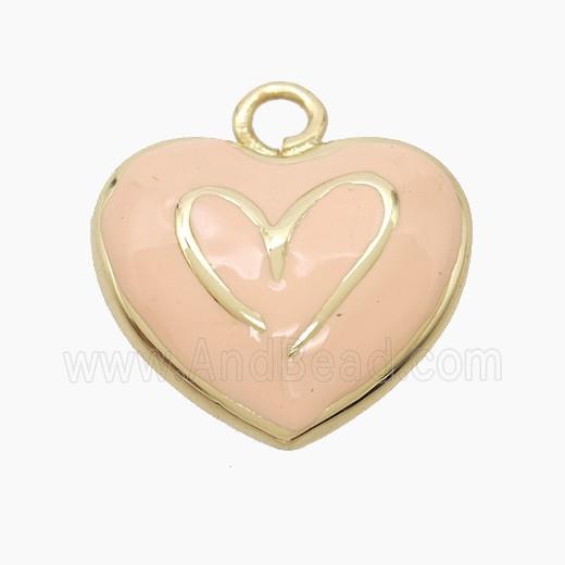 Copper Heart Pendant Pink Enamel Gold Plated