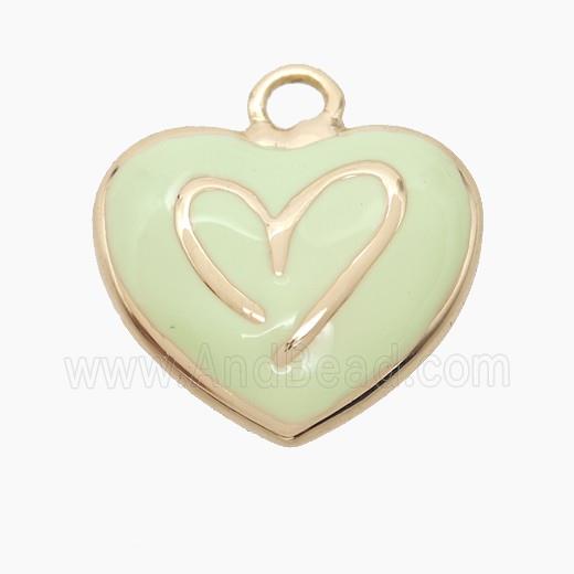 Copper Heart Pendant Lt.green Enamel Gold Plated