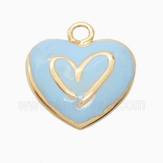 Copper Heart Pendant Blue Enamel Gold Plated