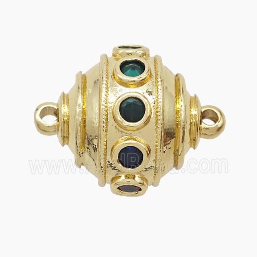 Copper Ball Connector Pave Zirconia Gold Plated