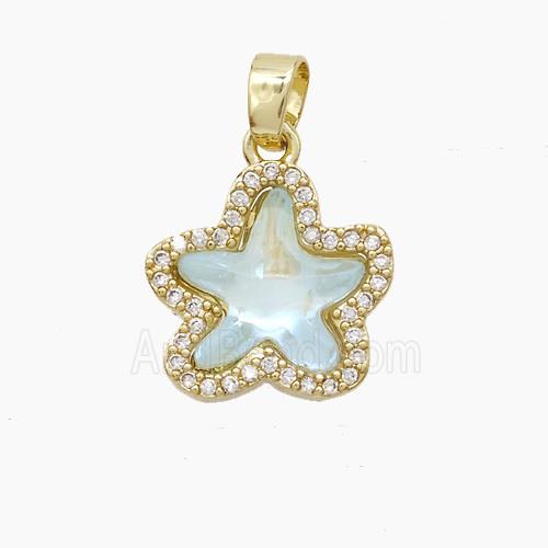 Copper Pendant Pave Zircon, Gold Plated