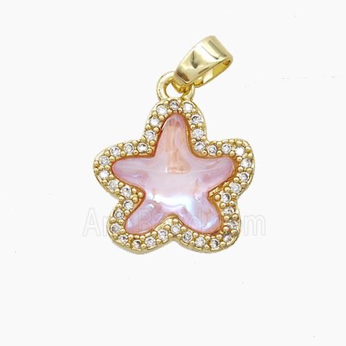 Copper Pendant Pave Zircon, Gold Plated