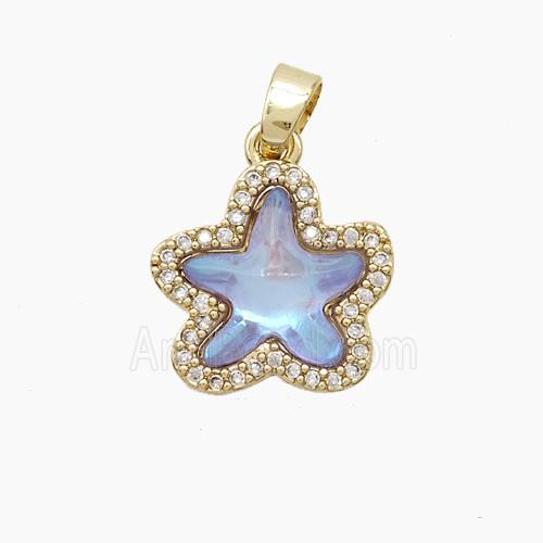Copper Pendant Pave Zircon, Gold Plated