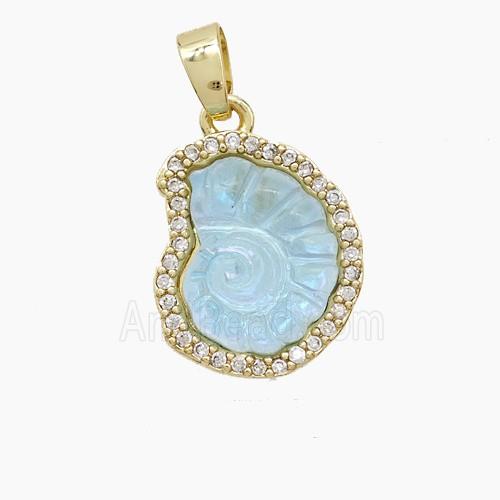 Copper Pendant Pave Zircon, Gold Plated