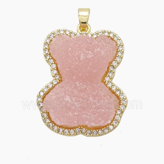 Copper Pendant Pave Zircon, Gold Plated