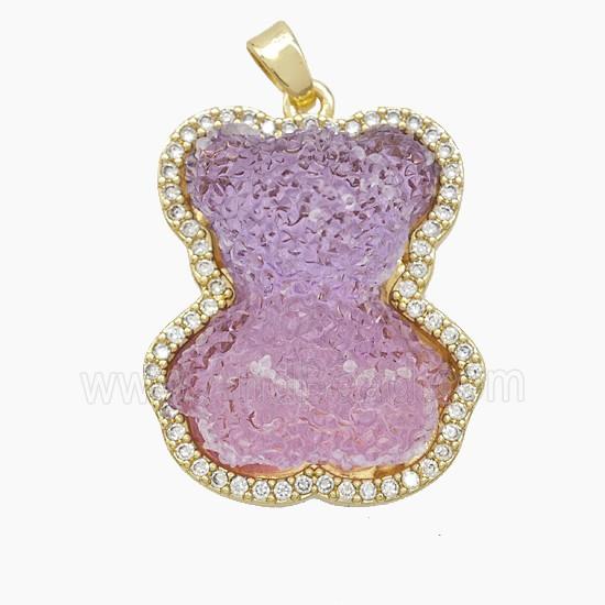 Copper Pendant Pave Zircon, Gold Plated