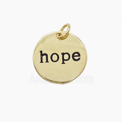Copper Hope Pendant Black Enamel Gold Plated