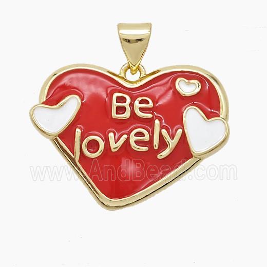 Copper Heart Pendant Red Enamel Be Lovely Gold Plated