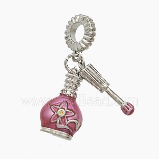 Perfumer Bottle Charm Copper Pendant Painted Platinum Plated
