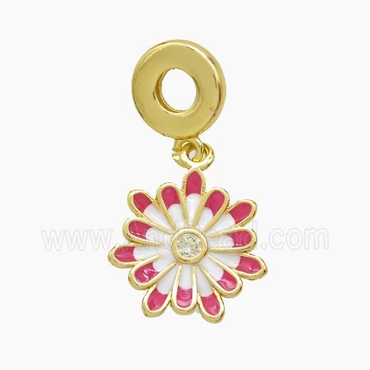 Copper Daisy Flower Pendant Enamel Gold Plated