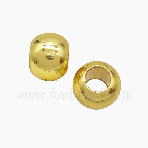 Copper Round Beads Smooth Large Hole Gold Plated