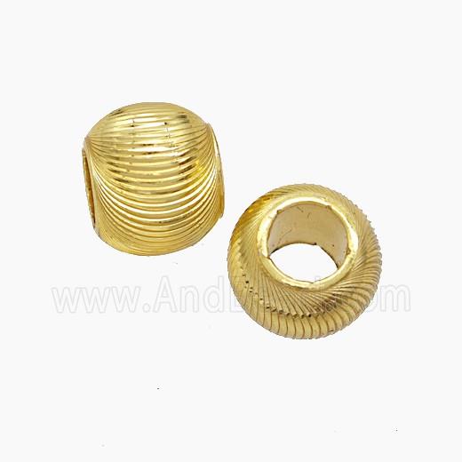Copper Round Beads Large Hole Gold Plated