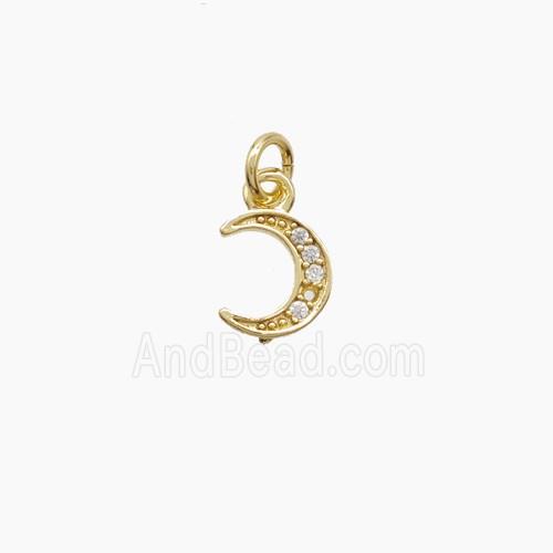 Copper Moon Pendant Pave Zirconia Gold Plated
