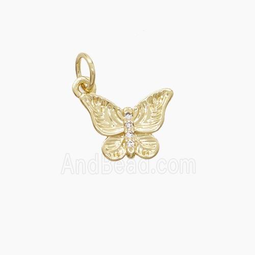 Copper Butterfly Pendant Pave Zirconia Gold Plated