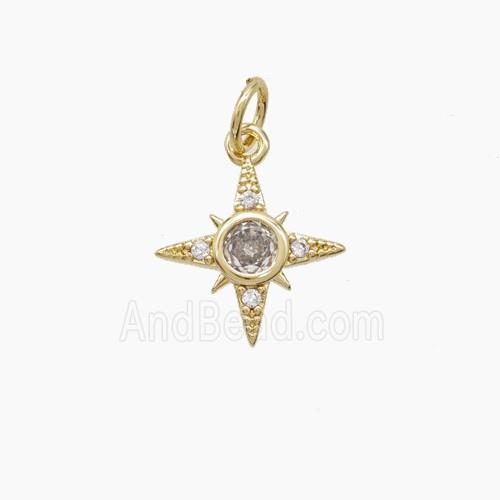 Copper Northstar Pendant Pave Zirconia Gold Plated