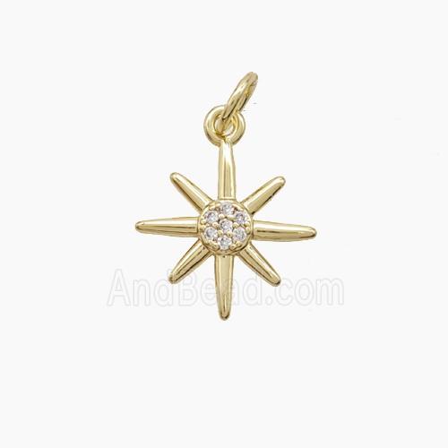 Copper Northstar Pendant Pave Zirconia Gold Plated