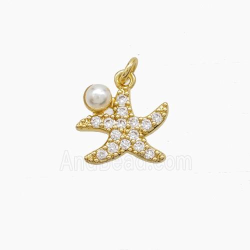 Copper Starfish Pendant Pave Zirconia Resin Gold Plated