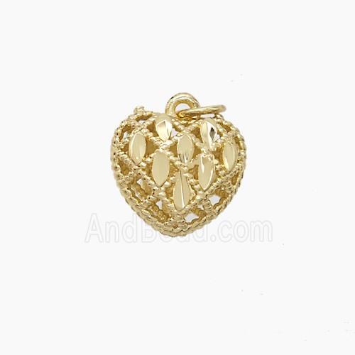 Copper Heart Pendant Hollow Gold Plated
