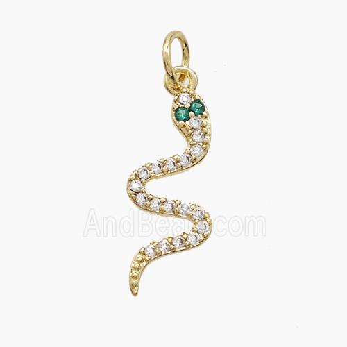 Copper Snake Pendant Pave Zirconia Gold Plated